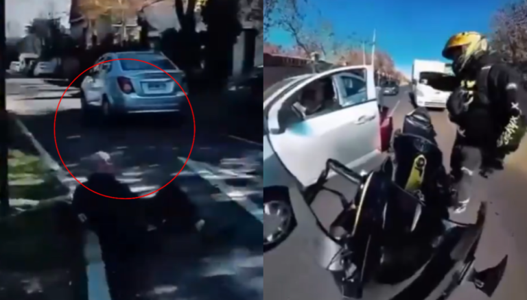 VIDEO: Motociclista persigue a conductora que escapó tras atropellar a un adulto mayor