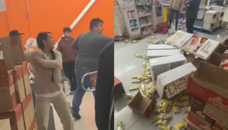VIDEO: Mujer lanza mercadería tras ser sorprendida robando y se lleva reto de trabajadora