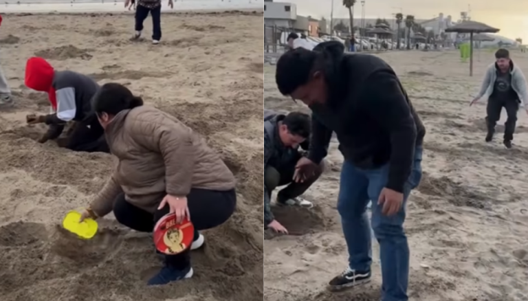 Influencer organizó búsqueda de billetes en la arena y generó caos por supuestos daños en la playa