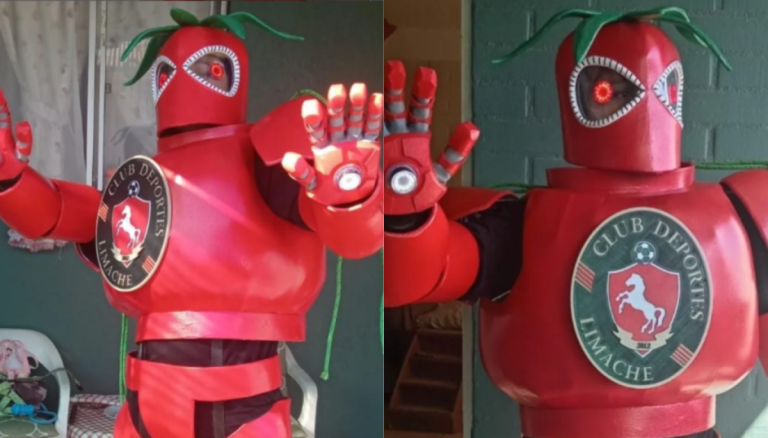 Fanático de Limache crea traje del “Tomate Mecánico” y planea debutarlo en la Copa Chile