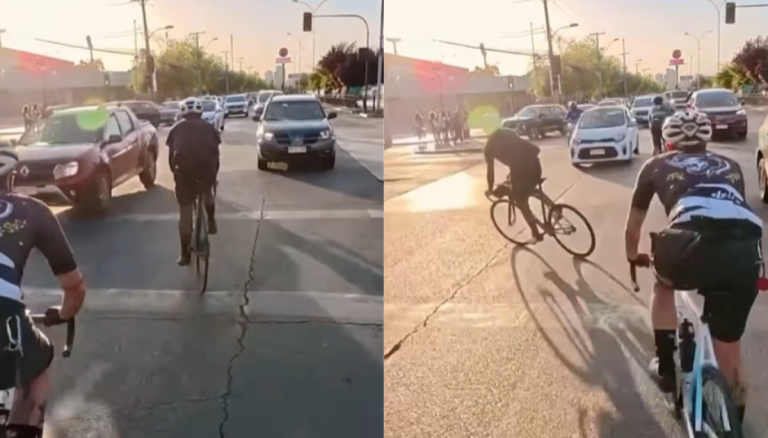 Polémico video muestra a ciclistas contra del tránsito en Santiago
